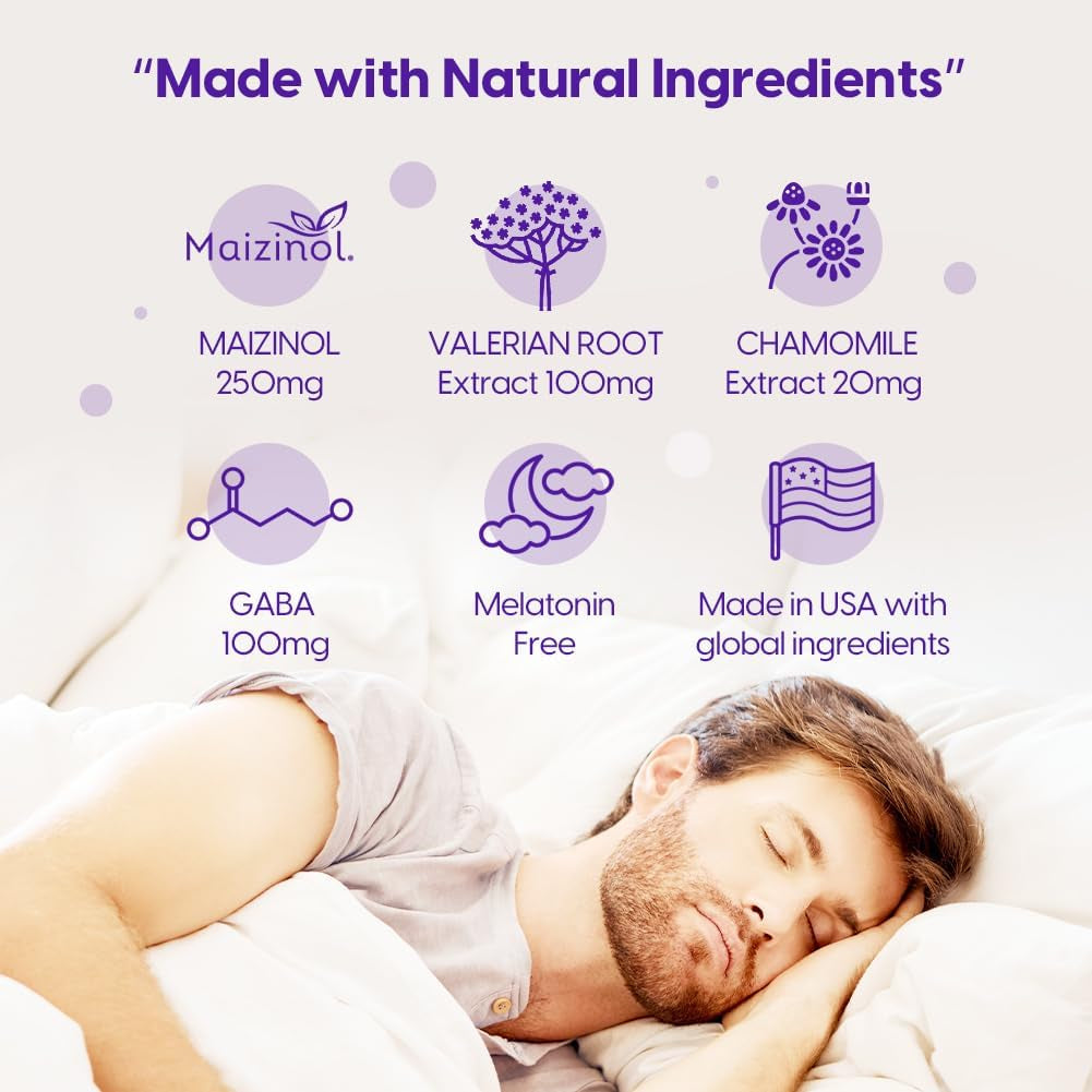 Univera Natural Dreams Melatonin-Free, Gentle Sleep Support, Natural Sleep, Maizinol, Valerian Root, Chamomile Flower, GABA, Magnesium - 60 Capsules