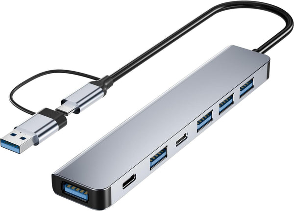 ã€Upgradeã€‘ USB C/USB Hub, BERLAT Aluminum 7 in 1 USB C & USB Hub with USB 3.0, USB 2.0 Ports for Pc/Laptops/Macbook Pro/Air/Imac/Ipad and More Devices