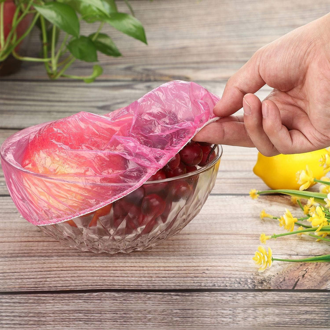 100 Pieces Elastic Food Covers Colorful Reusable Food Storage Covers Translucent Plastic Wrap for Bowl Dish Plate