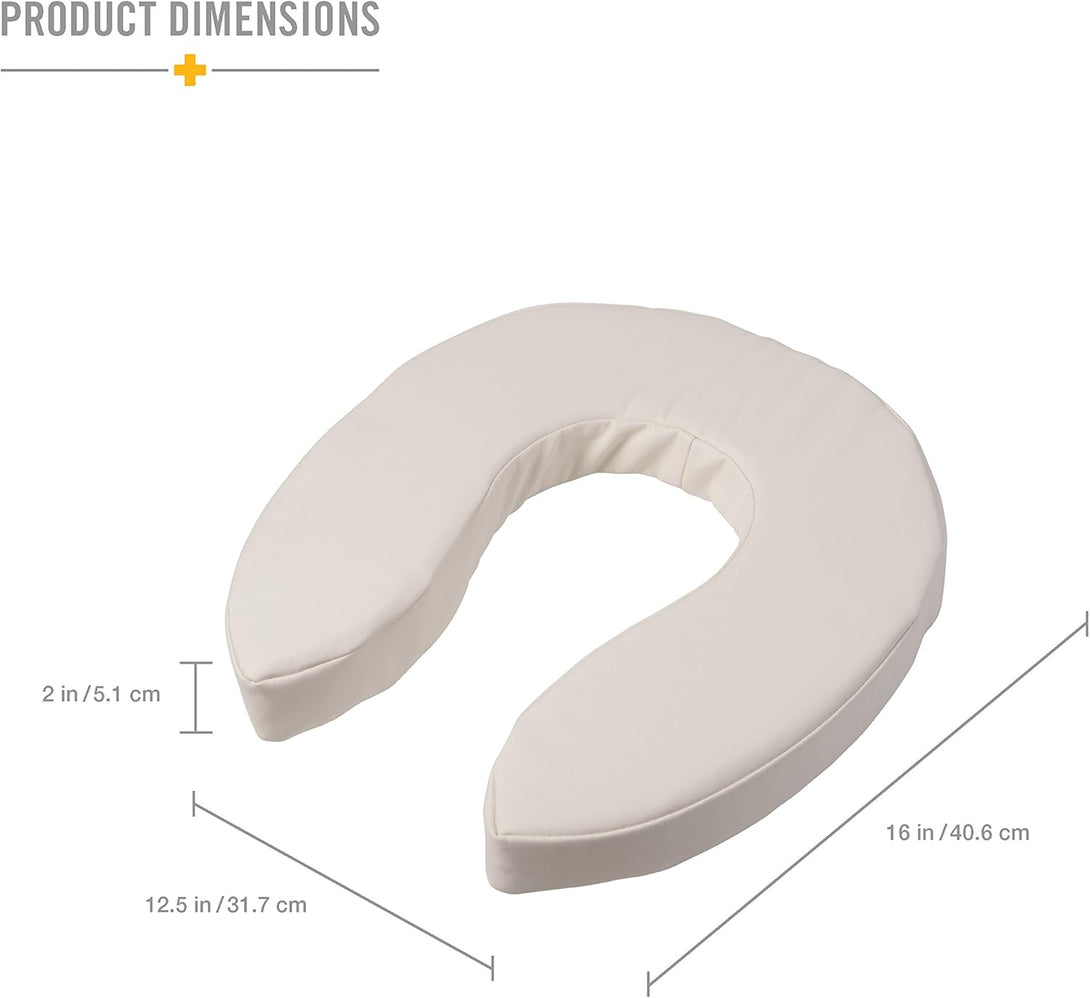 DMI Raised Toilet Seat Cushion Seat Cushion and Seat Cover to Add Extra Padding to the Toilet Seat While Relieving Pressure, Tear Resistant, FSA & HSA Eligible, 2 Inch Pad, White