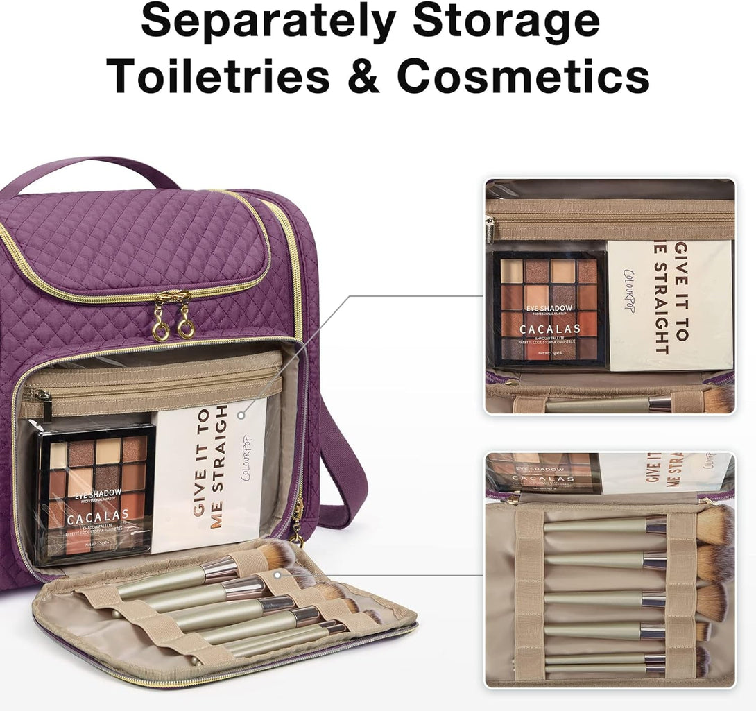 BAGSMART Toiletry Bag, Travel Toiletry Bag for Women, Water-Resistant Cosmetic Makeup Bag, Large Capacity Travel Organizer Door Room Essentials for Full Sized Toiletries and Cosmetics