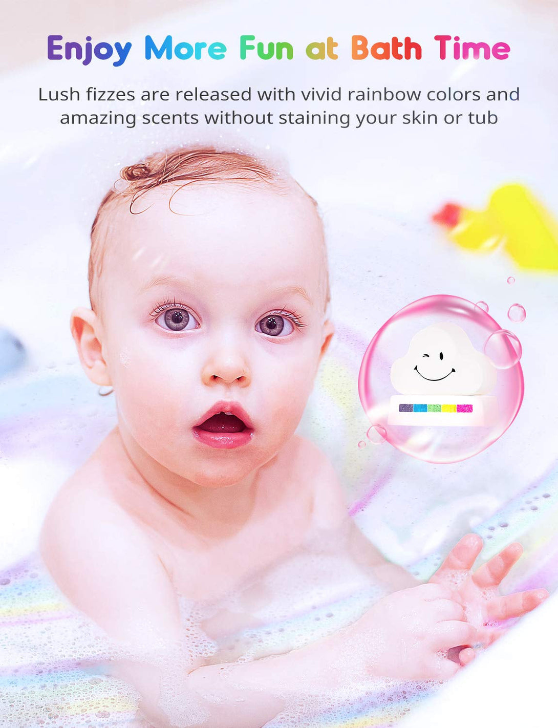 Cloud Rainbow Bath Bombs for Kids Girls, 3 XXXL Handmade Bath Bombs (6 Oz Each), Natural & Organic Kids Bath Bombs with Surprise Colors Inside, Perfect Birthday Gifts for Women