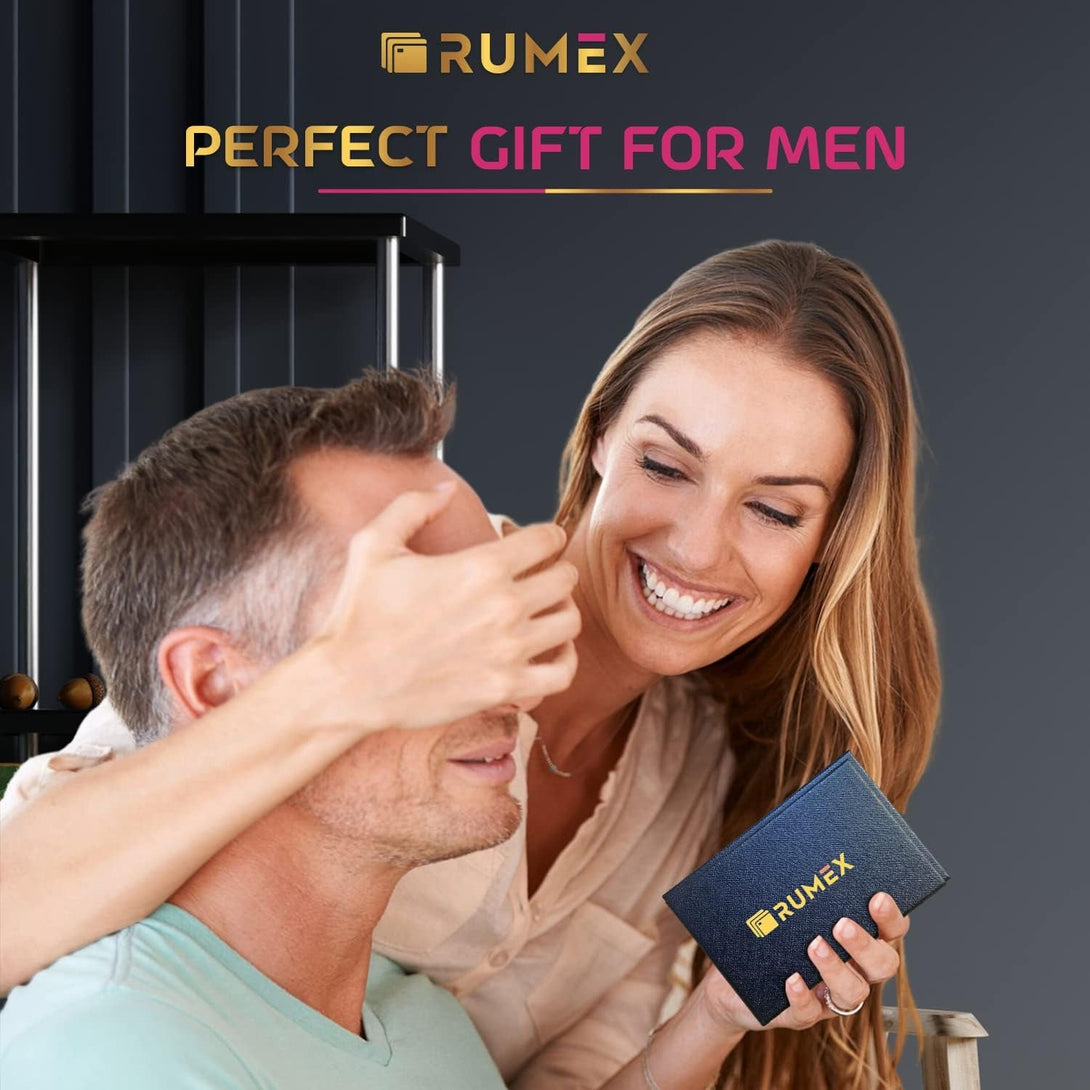 RUMEX Men’S Metal Wallet & Card Holder - RFID Blocking Anti-Theft Slim Wallet for Men - Sleek & Minimalist Metal Design - Men’S Card Organizer & Money Clip - BLUE