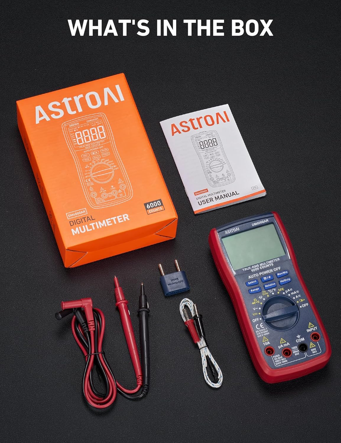 Astroai Digital Multimeter TRMS 6000 Counts Volt Meter Ohmmeter Auto-Ranging Te