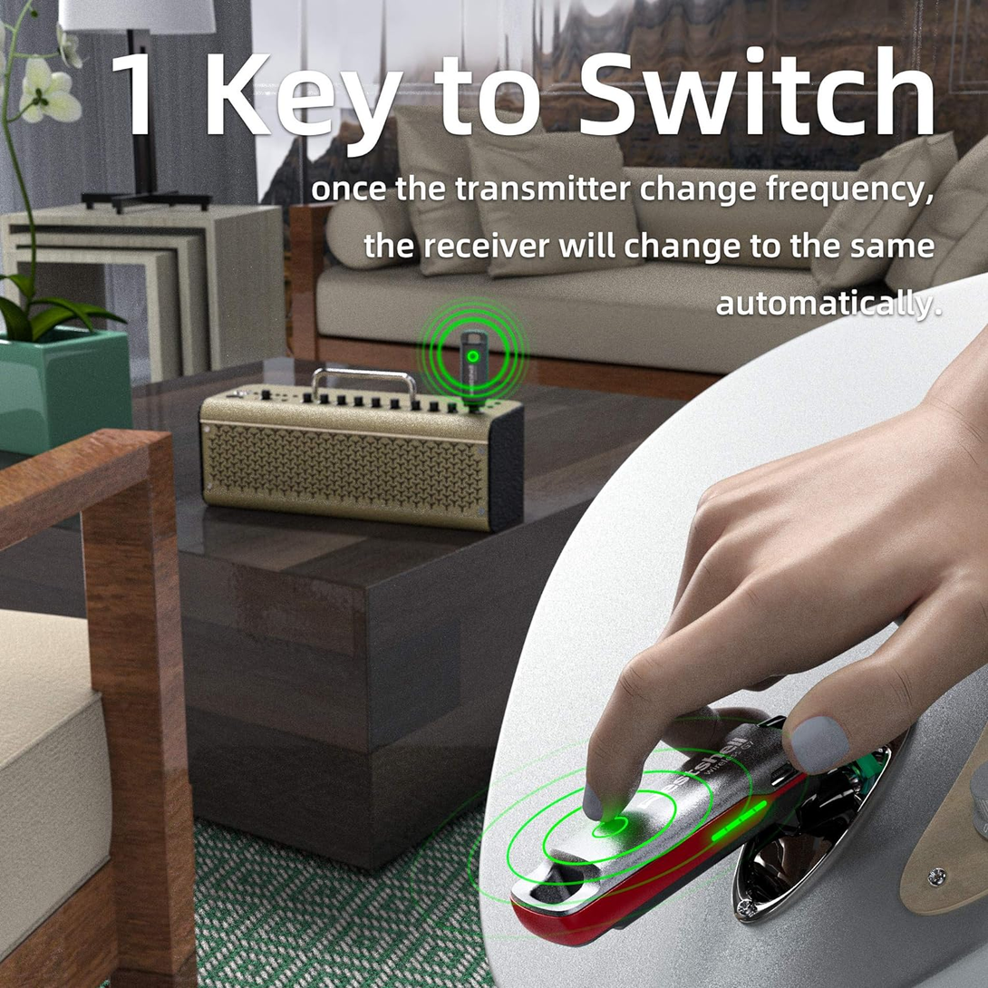 1 Key to Switch Wireless Guitar System Wireless Guitar Transmitter Receiver for 