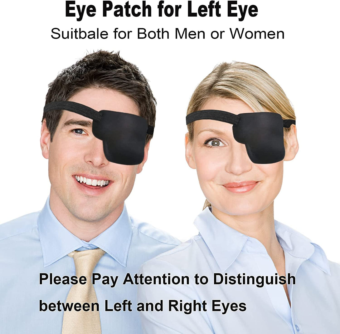 2Pcs 3D Eye Patches for Adults, Adjustable Medical Eyepatch for Lazy Eye, Black(Left Eye)