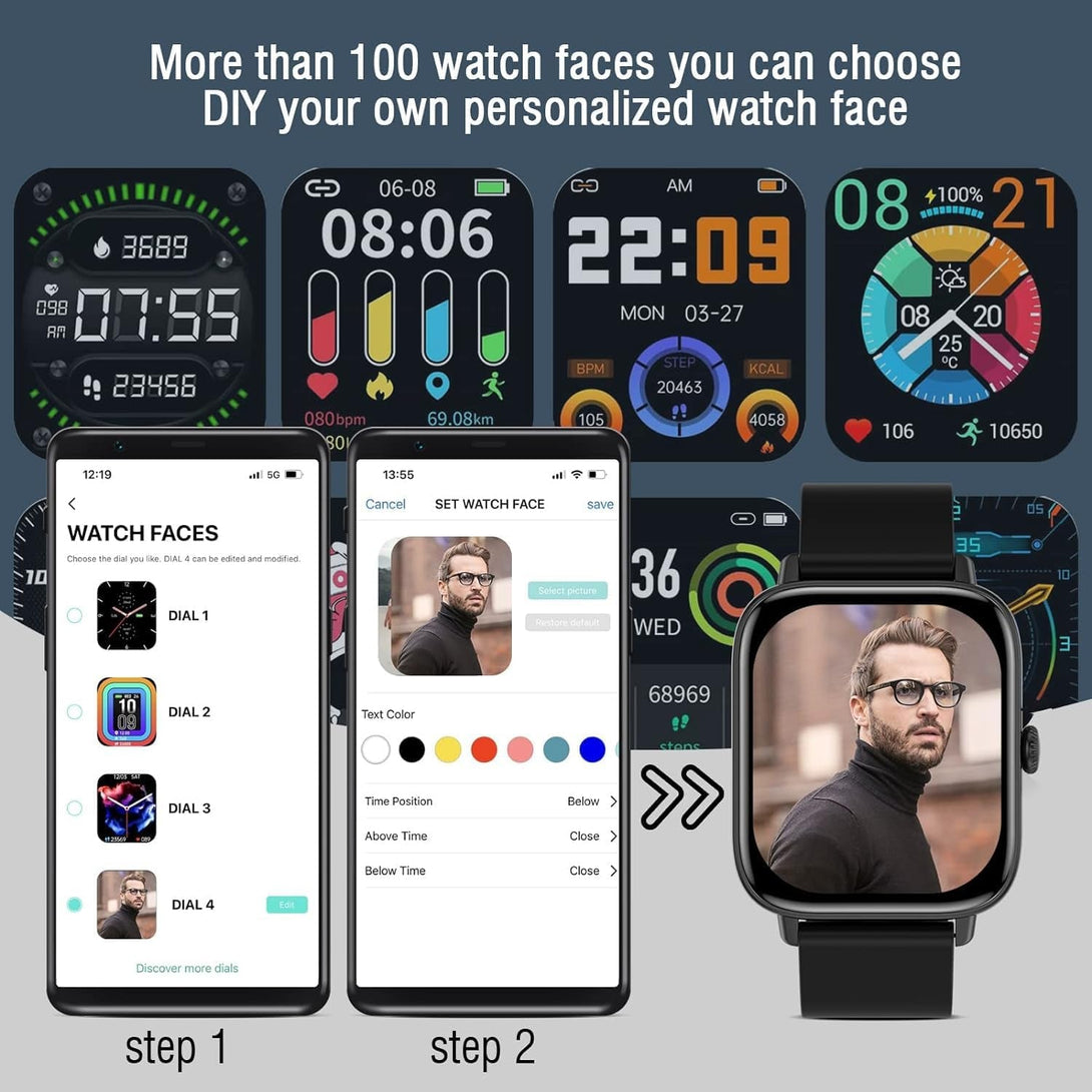 Smart Watch for Men Women (Answer/Make Calls) 1.83" Smartwatch for Android Ios Phone Compatible IP67 Waterproof Fitness Activity Tracker Watch Heart Rate Sleep Blood Pressure Monitor