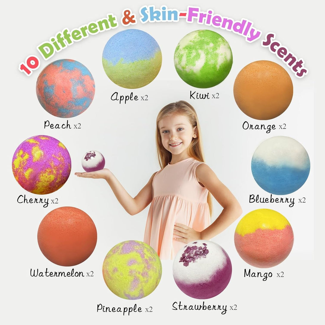 Bath Bombs for Kids with Surprise Inside, 20 Pack Kids Bath Bombs with Puppy Dolls Inside, Safe Handmade Bubble Bath Fizzies Bomb, Ideal Birthday Christmas Easter Egg Gift Set