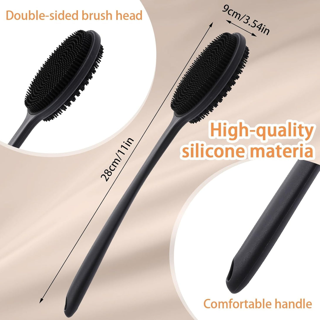 Silicone Back Scrubber for Shower Bath Body Brush Exfoliating Shower Brush Short Handle Back Scrubber for Men Long Lasting Bath & Shower Accessories