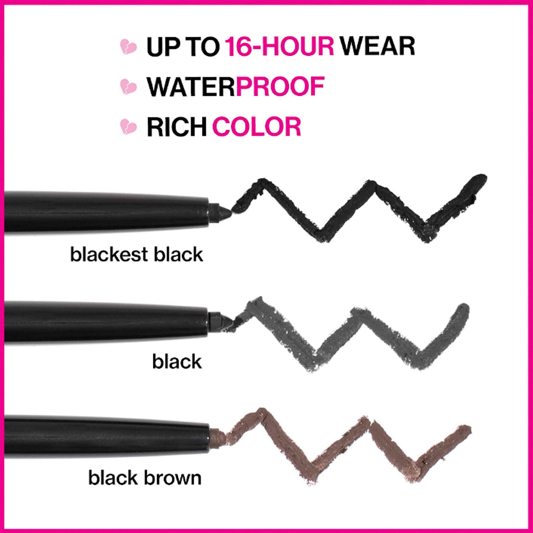 Wet N Wild Mega Last Breakup Proof Retractable Eyeliner - Ultra-Fine Brush, Waterproof,16-Hour Long-Lasting Wear - Cruelty-Free & Vegan - Black