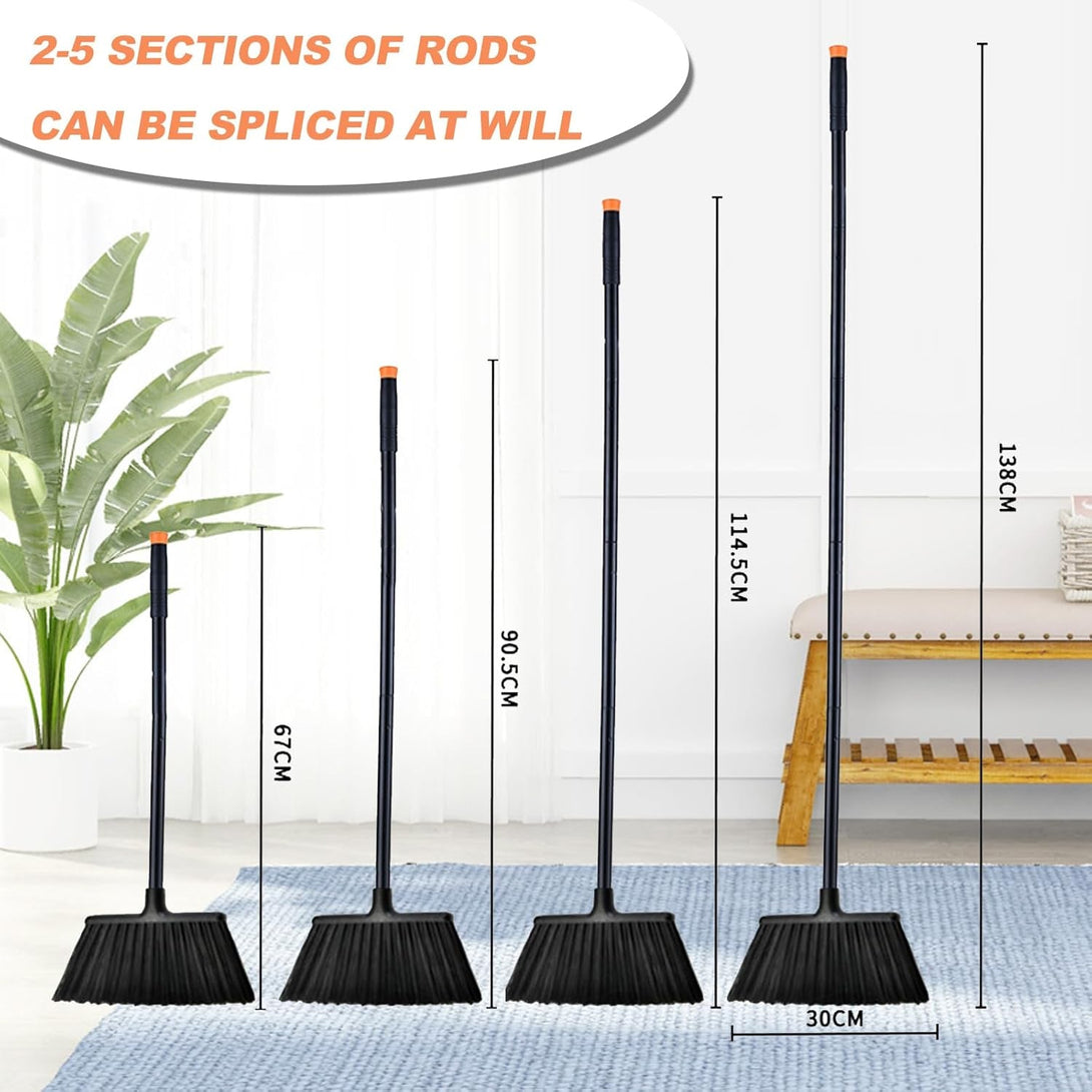 54 Inch Long Metal Handle Household Broom - Adjustable Heavy-Duty Broom for Indoor and Outdoor Cleaning, Suitable for Homes, Garages, Kitchens, Bathrooms, Malls, Offices, and Yards