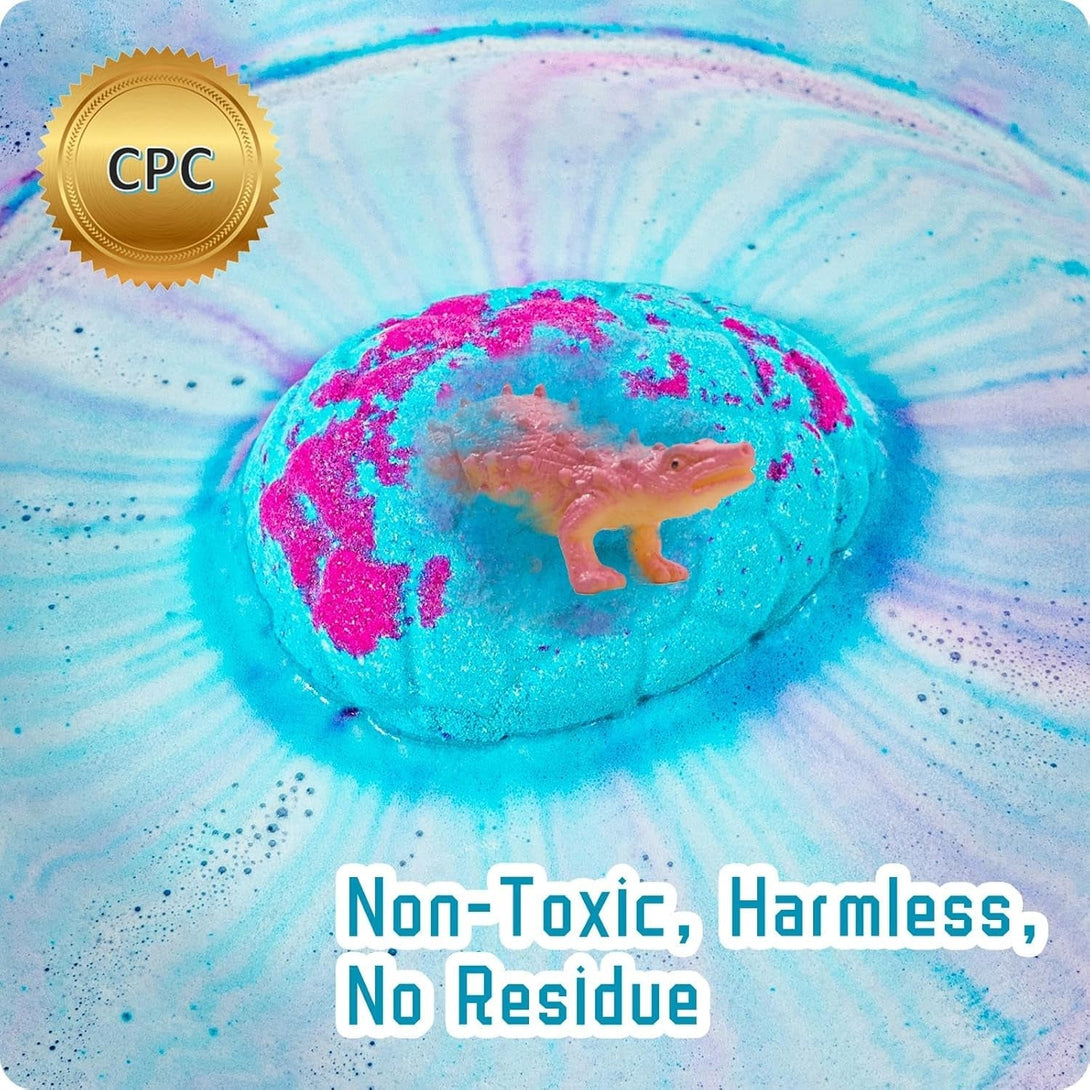 Bath Bombs for Kids with Surprise Toys inside - 12 Pack Organic Dinosaur Bath Bombs Easter Eggs Gifts, Dinosaur Toys for Kids 3 4 5 6 7 8 9 Years, Dino Egg Bath Bomb for Girls and Boys