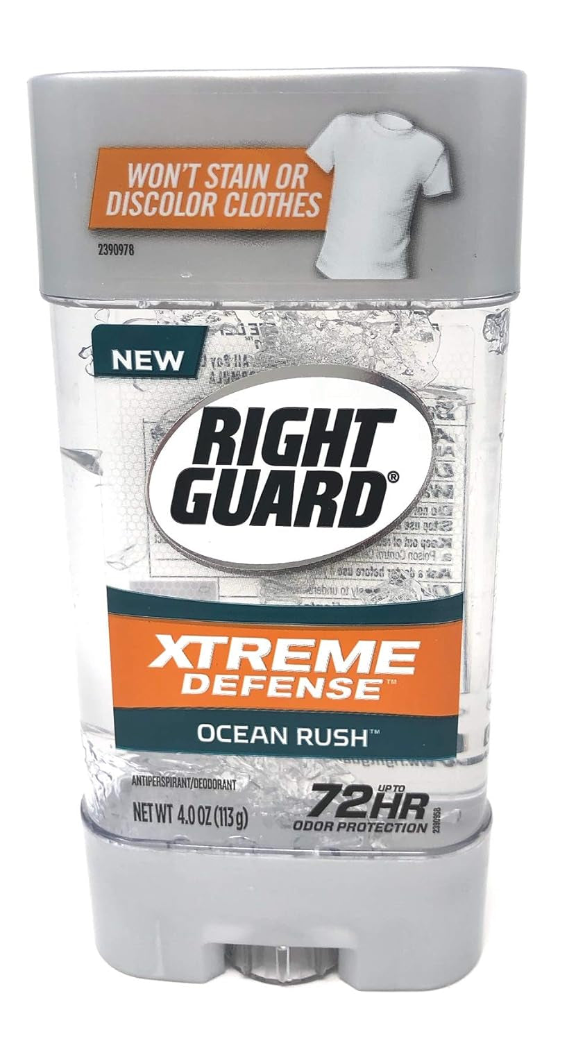 Right Guard Gel Antiperspirant/Deodorant Xtreme Defense Ocean Rush, 4 Ounces (Pack of 2)