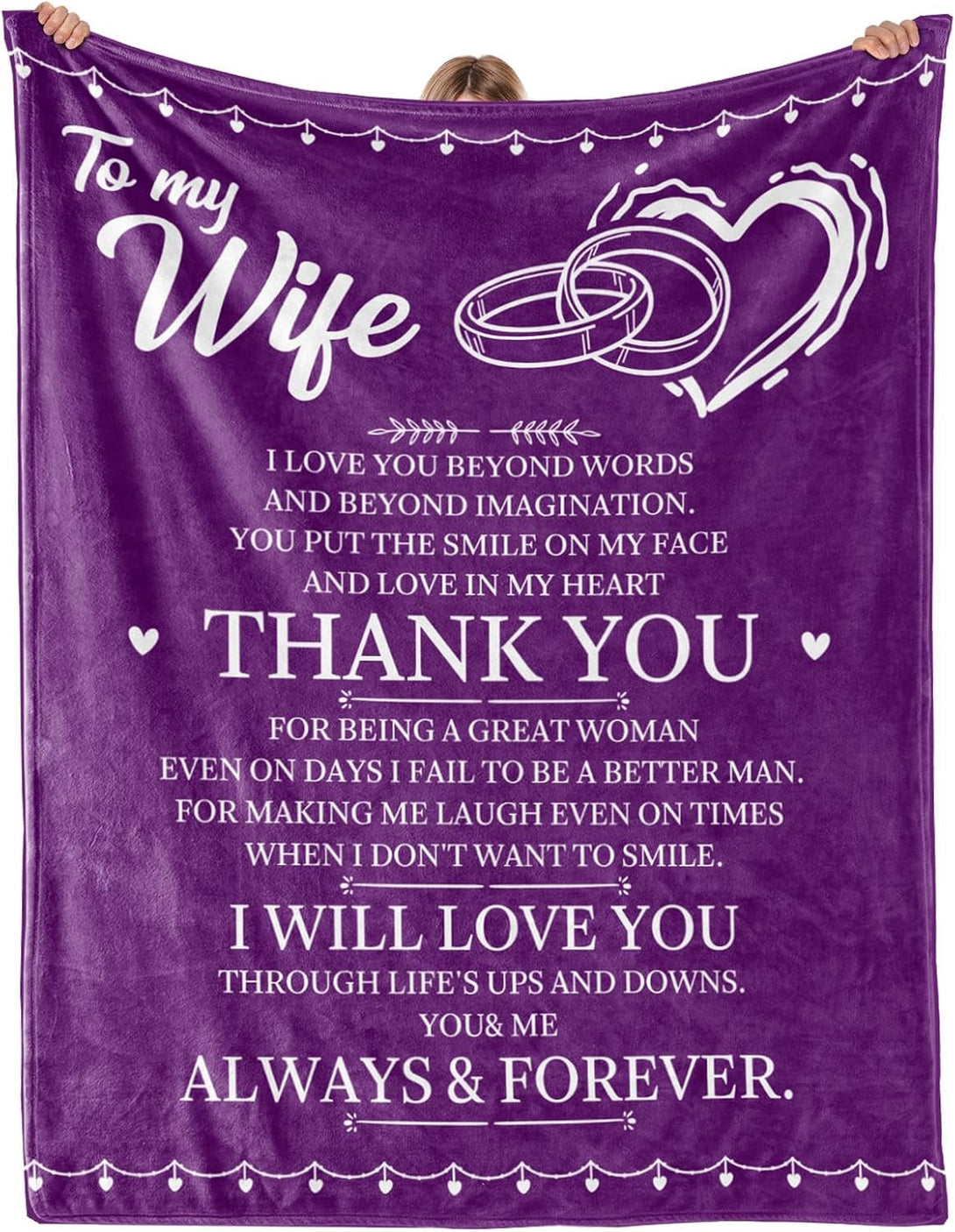 Anniversary Birthday Gifts for Wife Her Women, Wife Birthday Gift Ideas, to My Wifes Purple Throw Blanket for Couch 60"X 50"