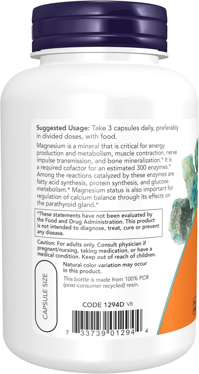 NOW Supplements, Magnesium Citrate, Enzyme Function*, Nervous System Support*, 120 Veg Capsules