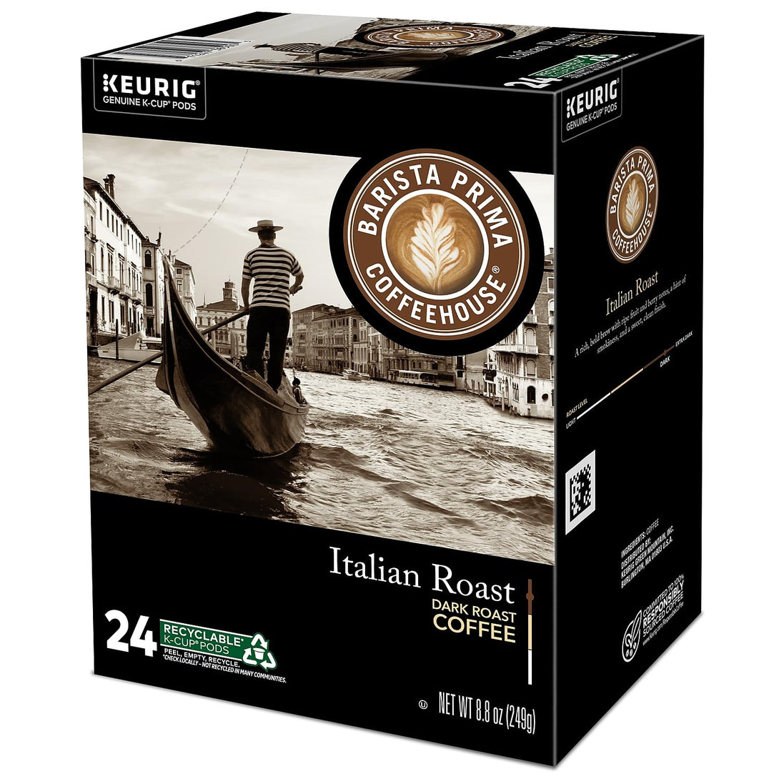 Barista Prima Italian Roast Coffee, Keurig K-Cup Pods, Dark Roast, 96/Carton (66149)