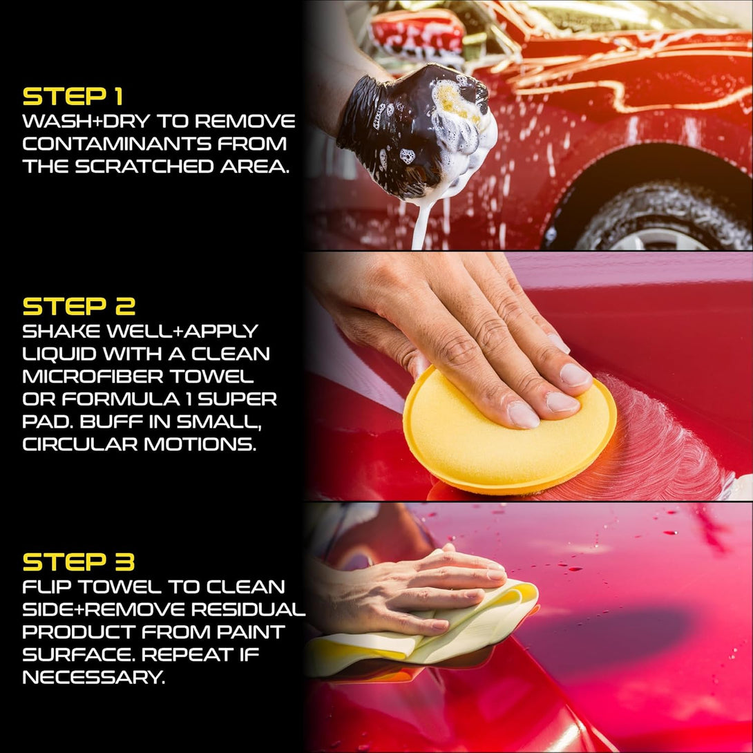 Formula 1 Scratch Out Car Wax Polish Liquid (7 Oz) - Car Scratch Remover for All Auto Paint Finishes - Polishing Compound for Moderate Scratches, Bird Droppings, Tree Sap & Swirl Remover