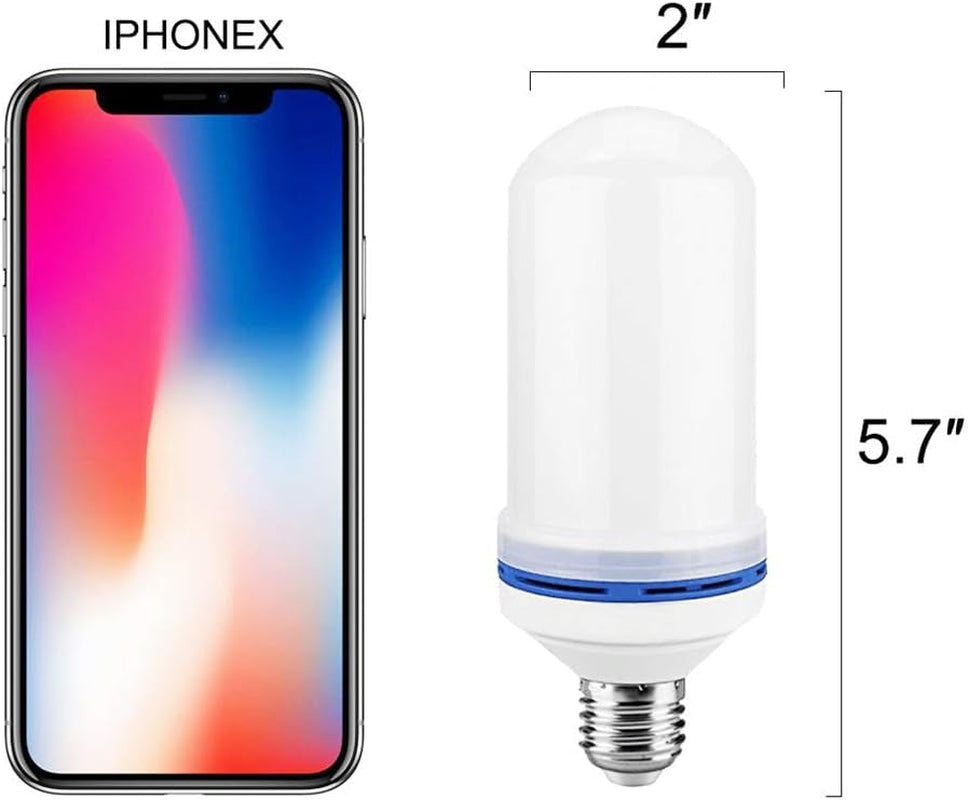 6W E26 LED Flame Effect Light Bulb - 4 Modes Fire Flickering Bulbs for Christmas Decoration Atmosphere Lighting (2 Pack)