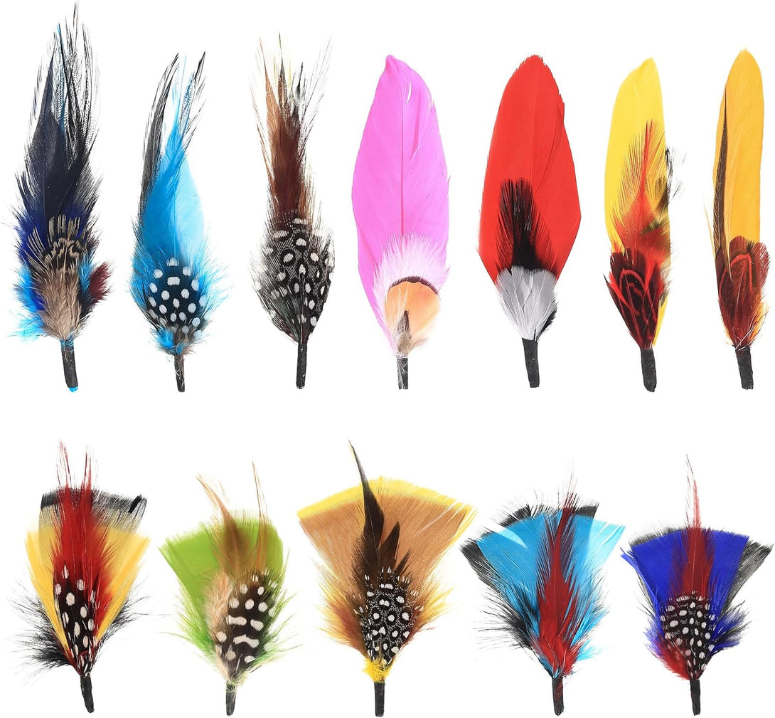 Hat Feathers, 12 Pcs Natural Feathers, Mixed Assorted Cowboy Hats Feathers, Crafts Feathers for Men Hats, Western Cowboy Hats, Fedoras, DIY Centerpieces Crafts Dream Catcher Decorations