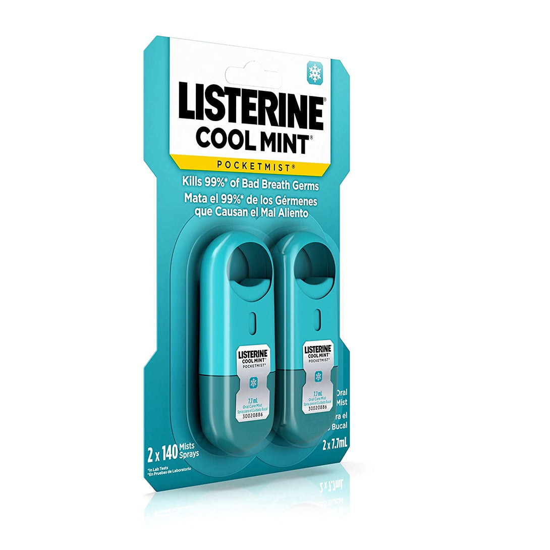 Listerine Pocketmist Cool Mint Oral Care Mist to Get Rid of Bad Breath, 0.26 Fl Oz (Pack of 2)