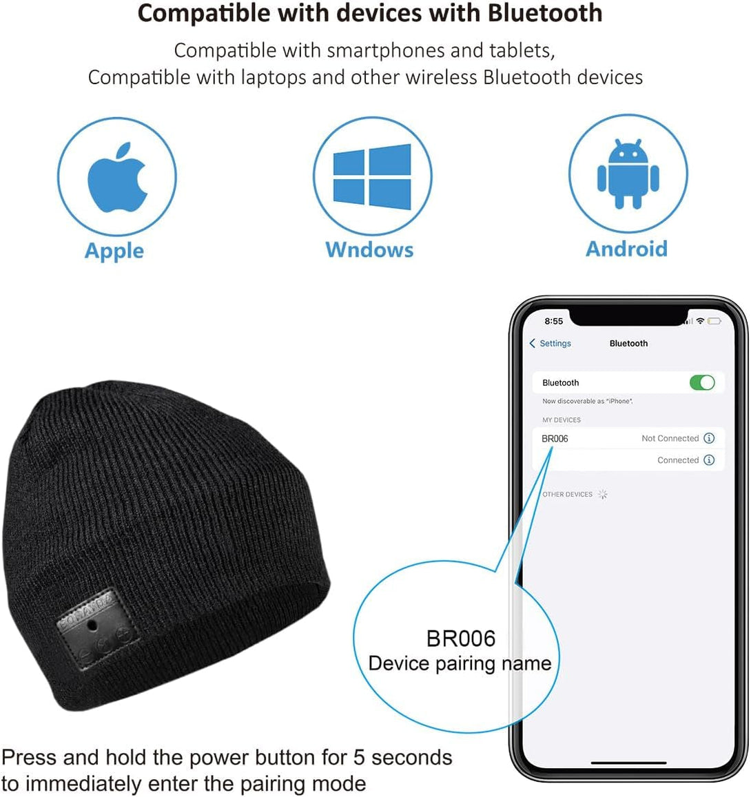 Bluetooth Beanie, HD Stereo, Built-In Mic, Men'S/Women'S Christmas Electronic Gifts