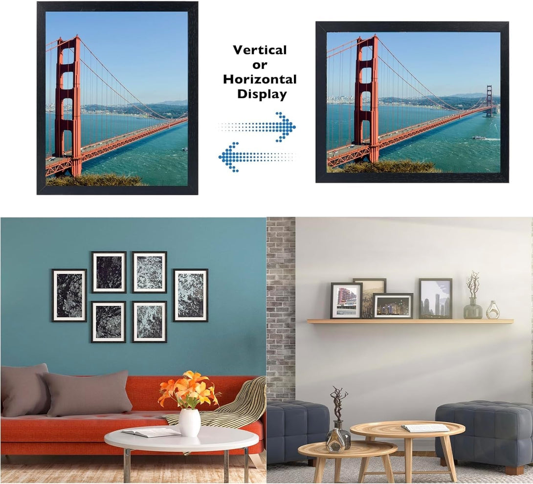 9X11 Inch Picture Frame Black for Wall Hanging or Tabletop, Poster Frame Wall Gallery Photo Frame with Shatter Resistant Plexiglas, Black