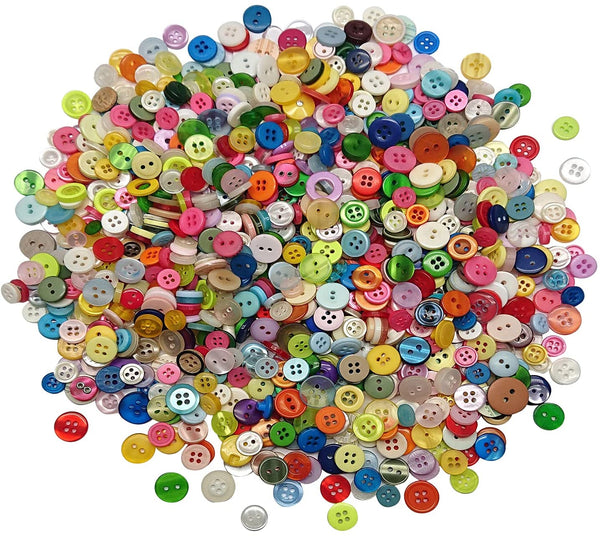 1000 Pcs Resin Buttons, Assorted Sizes round Craft Buttons for Sewing DIY Crafts,Children'S Manual Button Painting, Mixed Colors