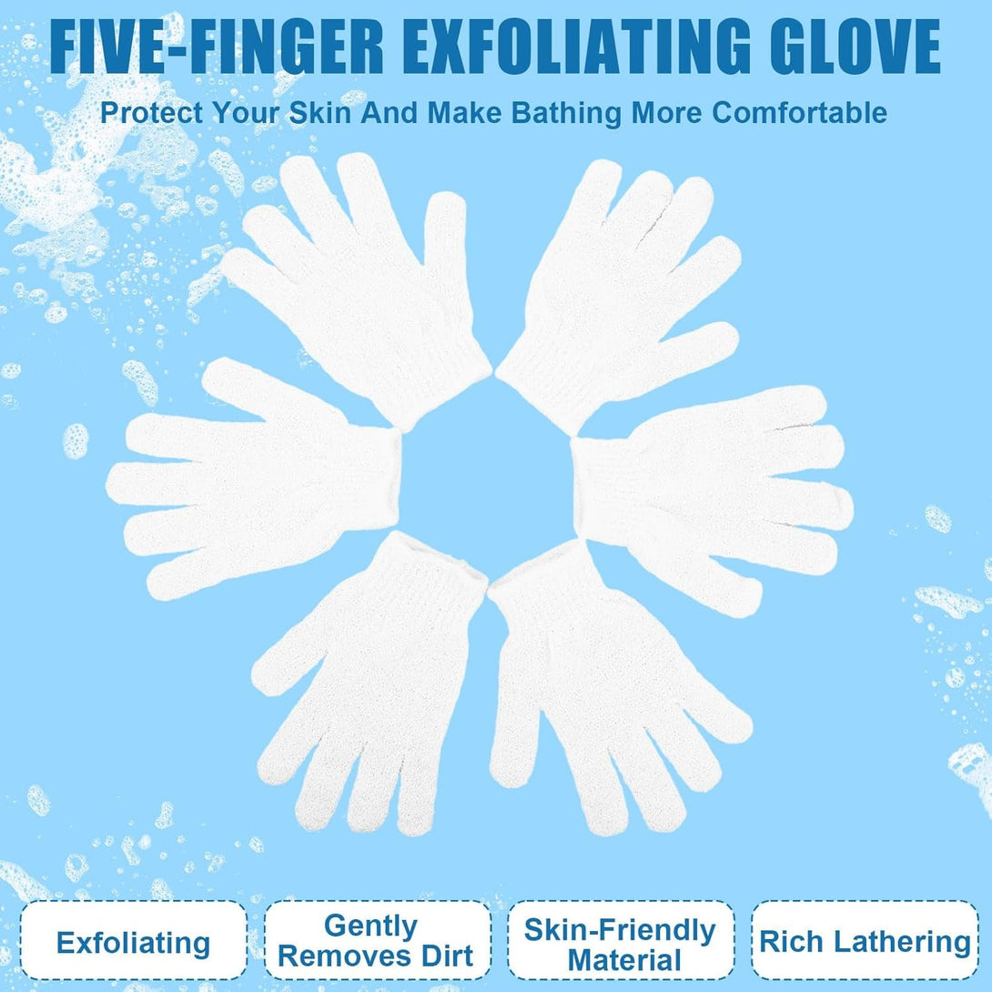 60Pcs Exfoliating Gloves Bulk, Scrub Gloves Exfoliating Body Scrubber Glove Exfoliator for Body Scrub Mitt, Bath Gloves for Shower Exfoliating Shower Gloves for Women Bathing Accessories(White)