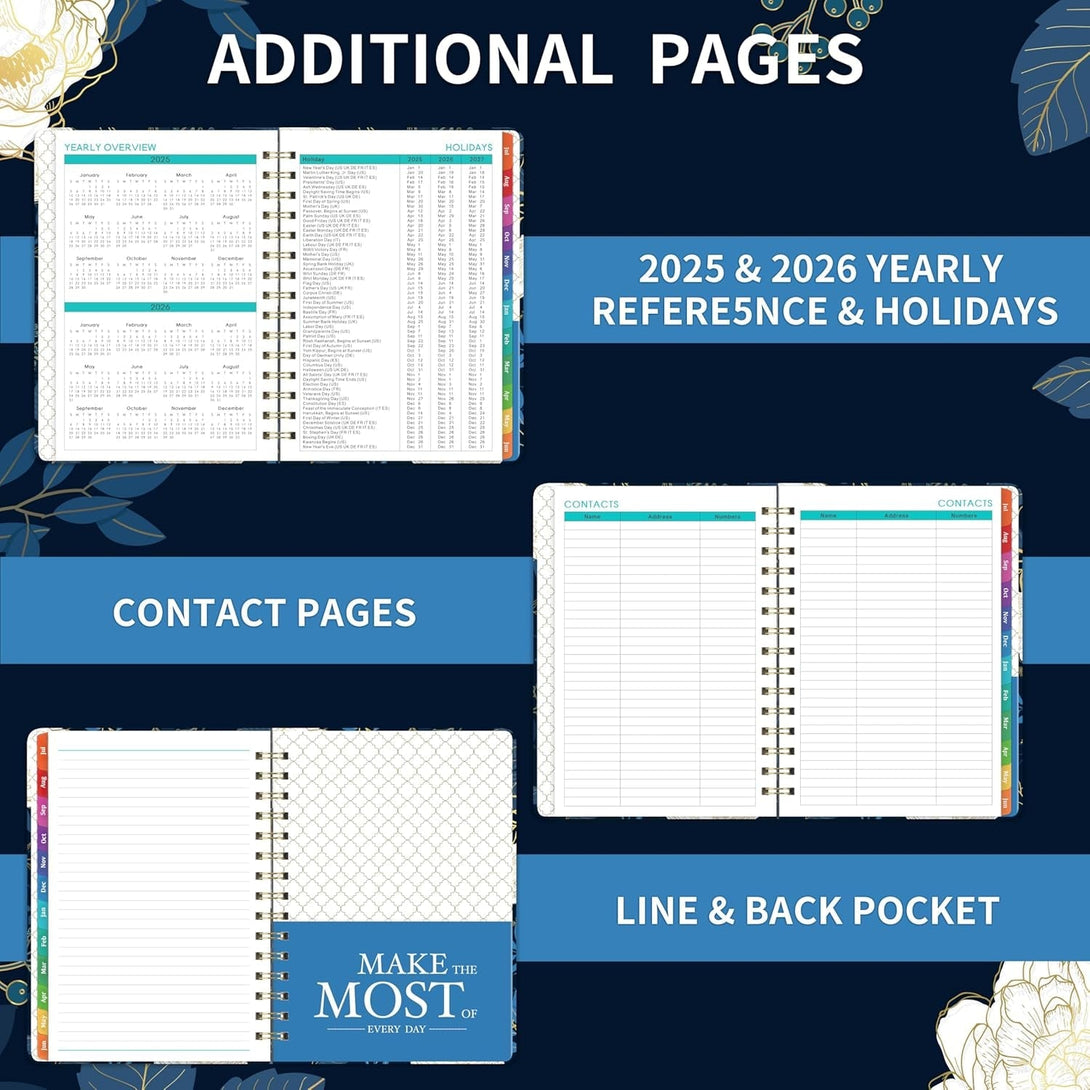 2025-2026 Planner - Academic Planner 2025-2026, July 2025 - June 2026, Weekly & Monthly Planner, 6.4" X 8.5", Colorful Tabs, Back Pocket, Holidays, Thick Paper, Twin-Wire Binding