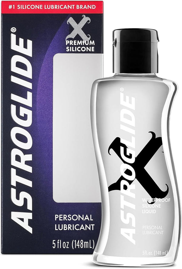 Astroglide Silicone Lube (5Oz), X Premium Personal Lubricant, Extra Long-Lasting Silky Lube, Waterproof