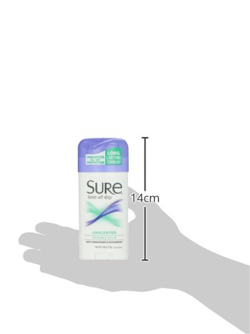 Sure Deodorant Invisible Solid, Unscented - 2.6 Oz