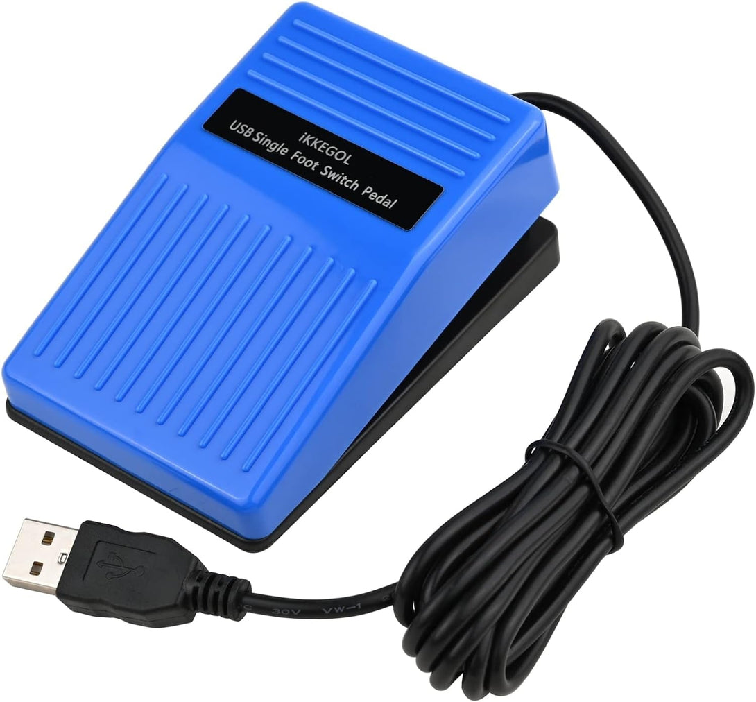 Ikkegol Upgraded 2023 Digital Optical USB Foot Pedal, USB Single Foot Switch Game Control, One Key Programmable Footswitch Mouse Keyboard for Video Game Push to Talk, Transcription HID (Single Pedal)
