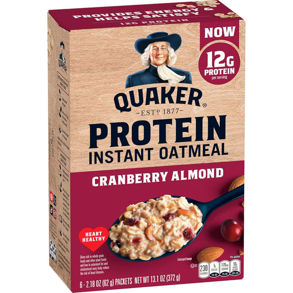 Quaker, Instant Oatmeal, Cranberry Almond, 6X 2.18 Oz Pouches per Box