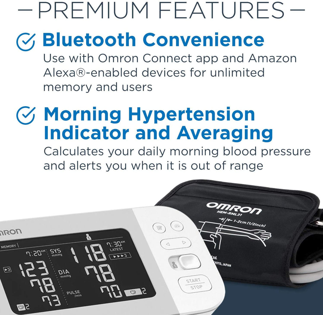 OMRON Platinum Blood Pressure Monitor, Upper Arm Cuff, Digital Bluetooth Blood Pressure Machine, Stores up to 200 Readings for Two Users (100 Readings Each)