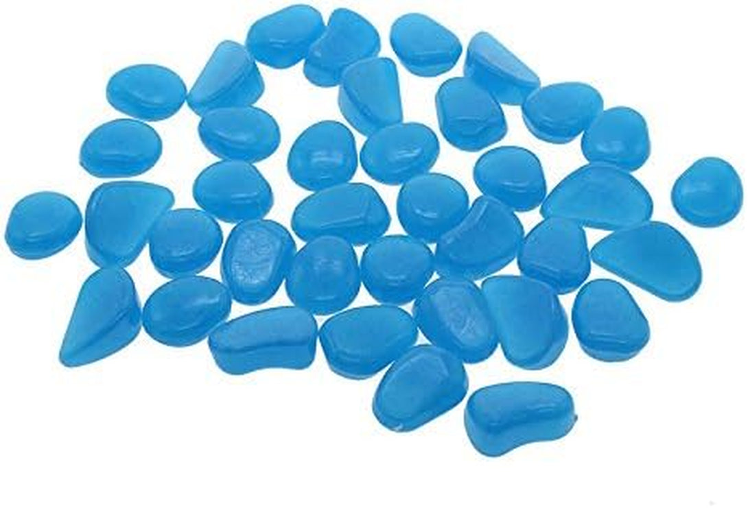 Oubest Fish Tank Rocks Glow Blue/Glow in the Dark Pebbles for Garden/Fish Tank/Aquarium/Plant Pots/Bonsai Walkway/Driveway 100Pcs