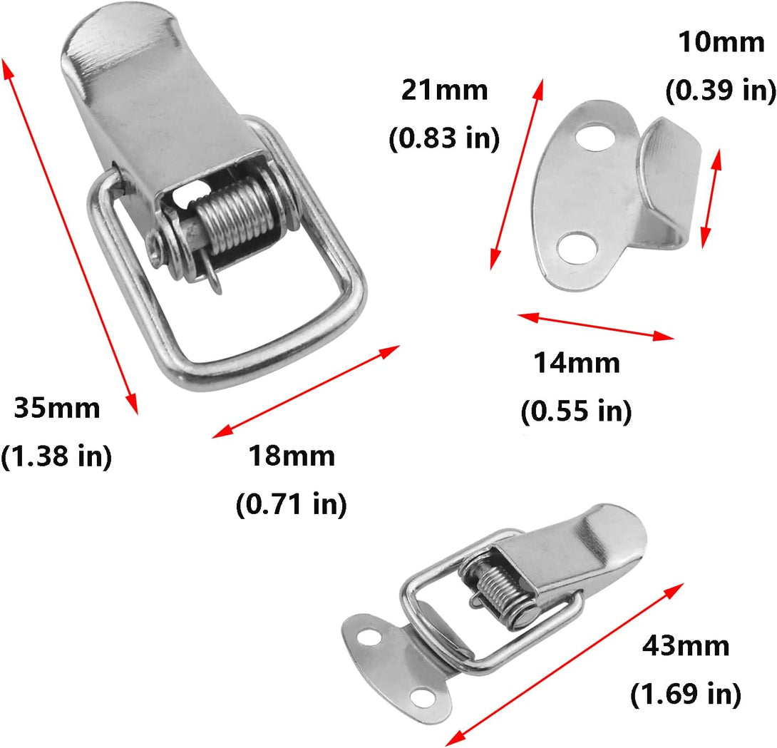 Antrader Spring Loaded Buckle Latch Stainless Steel Toggle Hasp Lock for Wooden Case Toolboxes with Screws Pack of 6