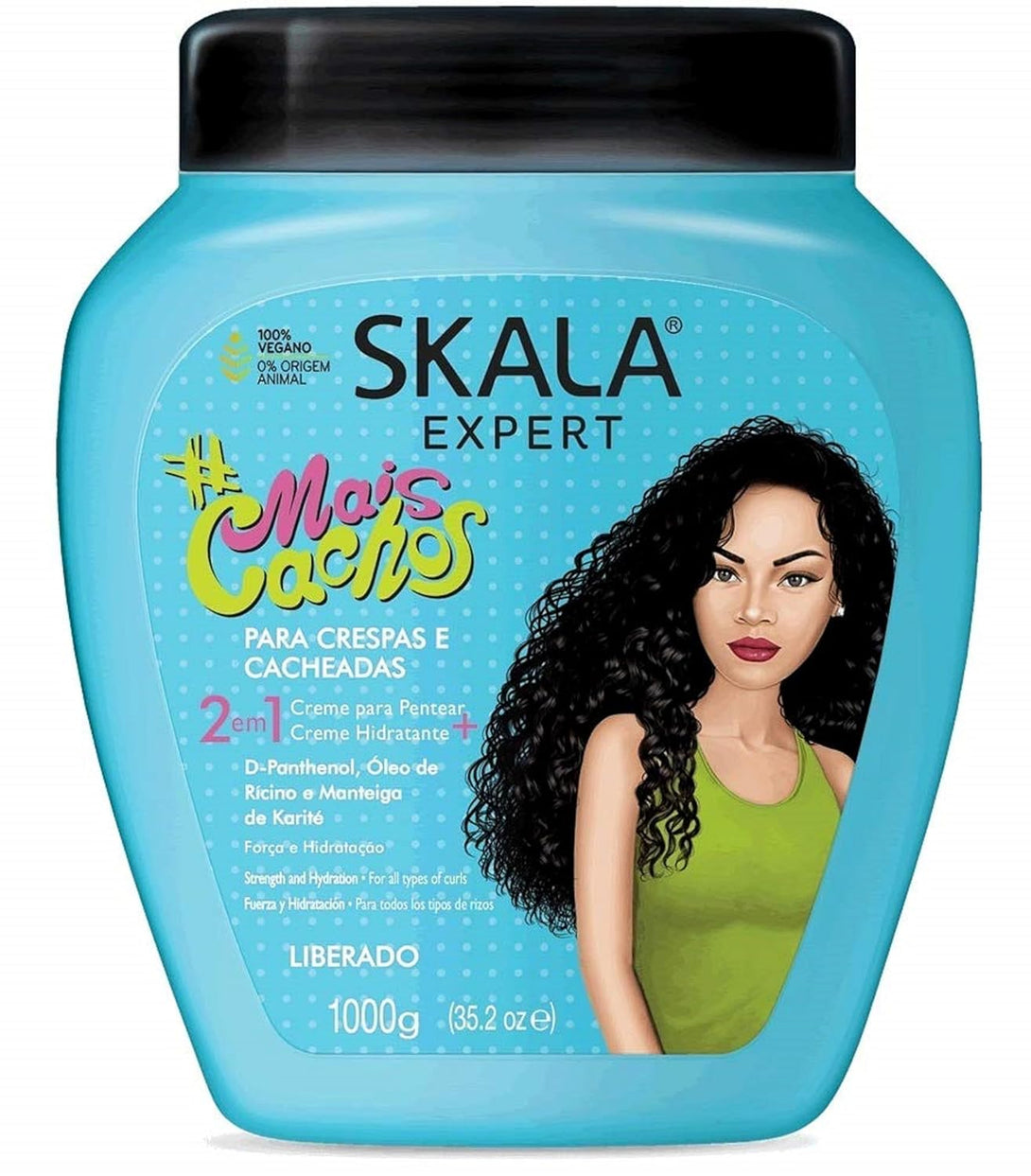 SKALA Mais Cachos Hair Type 3ABC - Eliminate anti Frizz, for Curly Hair -2 in 1 Conditioning Treatment Cream and Cream to Comb 100% VEGAN 35.2 Oz (1 Pack)