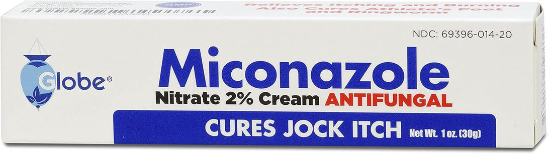 Globe (4 Pack) Miconazole Nitrate 2% Antifungal Cream, Cures Most Athletes Foot, Jock Itch, Ringworm and More. 1 OZ Tube