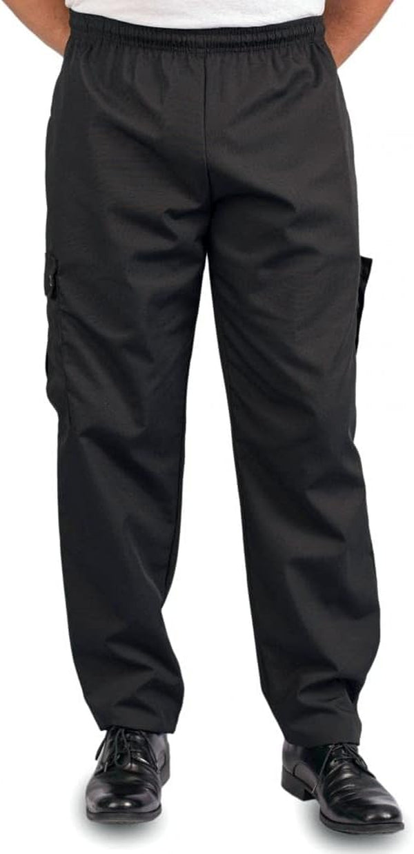 KNG Black Baggy Cargo Chef Pants for Men and Women – Drawstring Waist