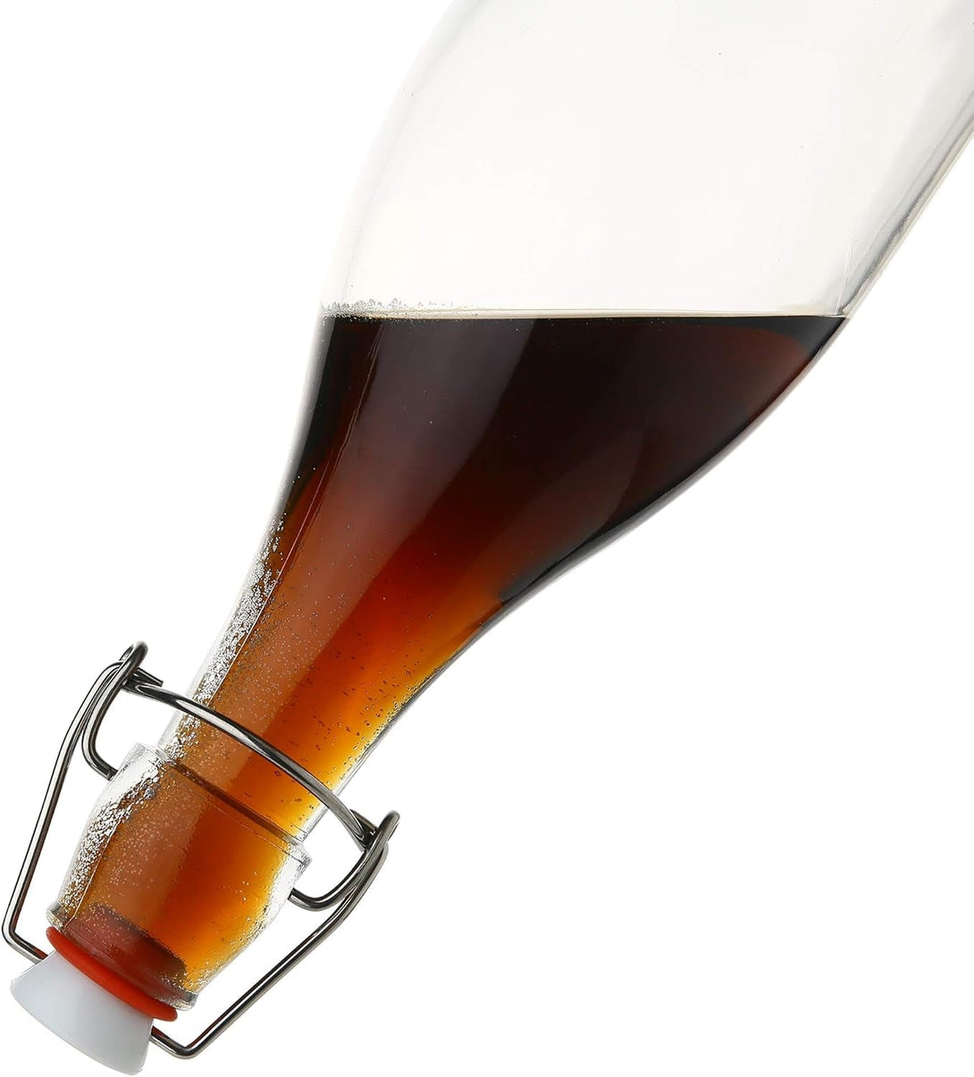 AYL Flip Top Glass Bottle [1 Liter / 33 Fl. Oz.] [Pack of 4] – Swing Brewing Bottle with Stopper for Beverages, Oil, Vinegar, Kombucha, Water, Soda, Kefir – Airtight Lid & Leak Proof Cap – Clear