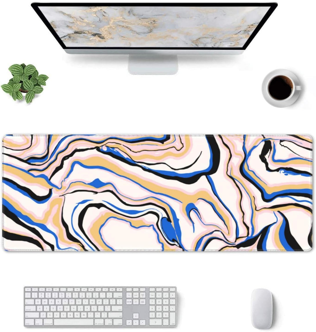 Abstract Marble Gaming Mouse Pad XL, Large Non Slip Rubber Mousepad, Stitched Edges Mouse Pads, Long Extended Mouse Pad,31.5'' X 11.8''