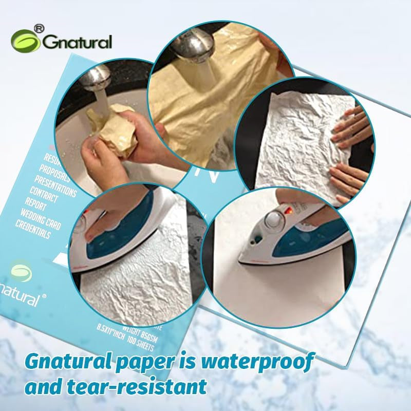 75% Cotton 25% Linen Paper, 85Gsm Inkjet Printing Paper, 8.5"X11" White Color Resume Paper,100 Sheets Won'T Get Wet Cotton Paper