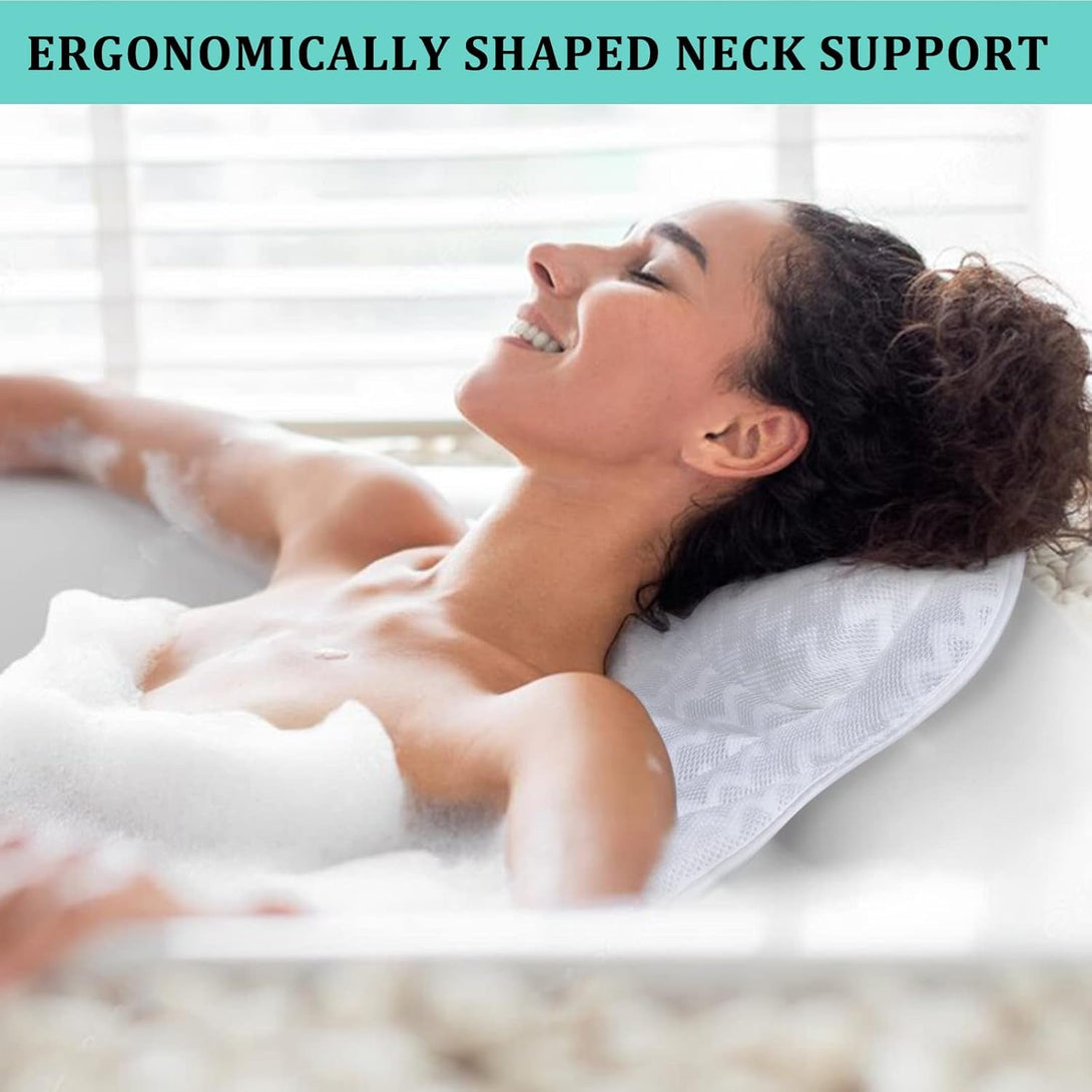 Bath Pillow, Tub Pillow for Bathtub with Strong Non-Slip Suction Cups and Comfortabl 3D Airmesh Bath Pillow for Women &Man…