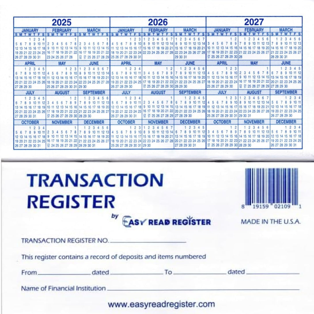 12 Check Registers for Personal Checkbook - Checkbook Ledger Transaction Registers Log for Personal or Business Bank Checking Account, Saving Account