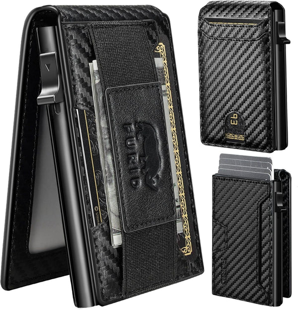 Furid Card Wallet for Men Slim: Smart Wallet - Rfid Minimalist Front Pocket with ID Window Pop up Wallet Gift for Him