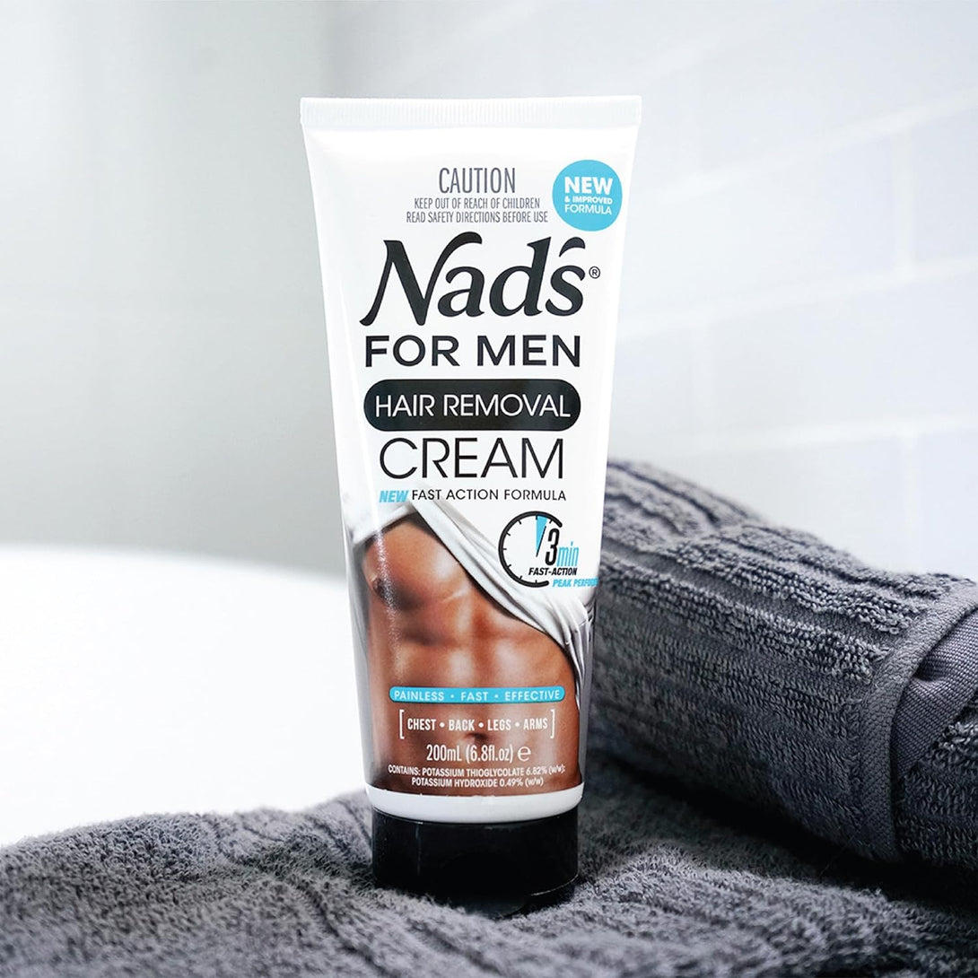 Nad'S for Men Hair Removal Cream, Painless Hair Removal for Men, Soothing Depilatory Cream for Unwanted Coarse Male Body Hair, 6.8 Fl Oz