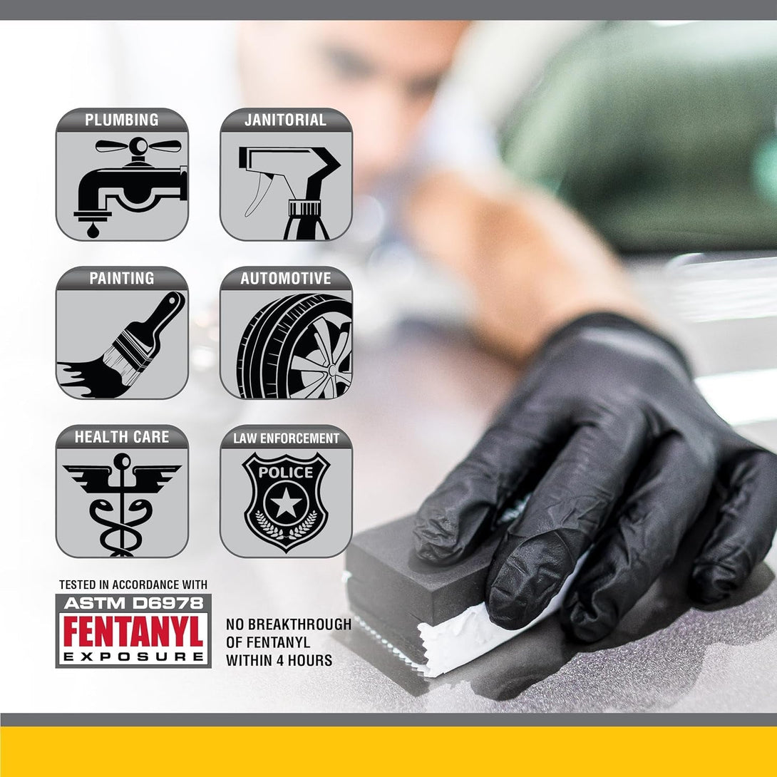 Raven Powder Free Nitrile Disposable Gloves 7 Mil - XL Latex Free, Chemical + Puncture Resistant, Textured Grip, Single Use for Automotive, Industrial, Janitorial, MRO, Food Service 66519
