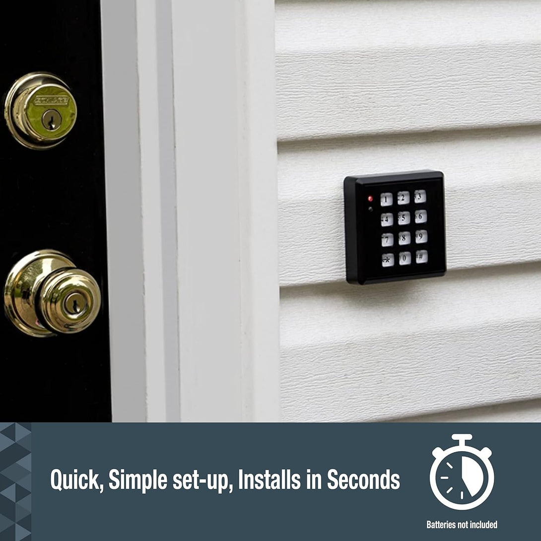 SABRE Fake Security Keypad with Green Light Up, Low Light Sensor, Red LED Flash, Weatherproof, Realistic Design - Black