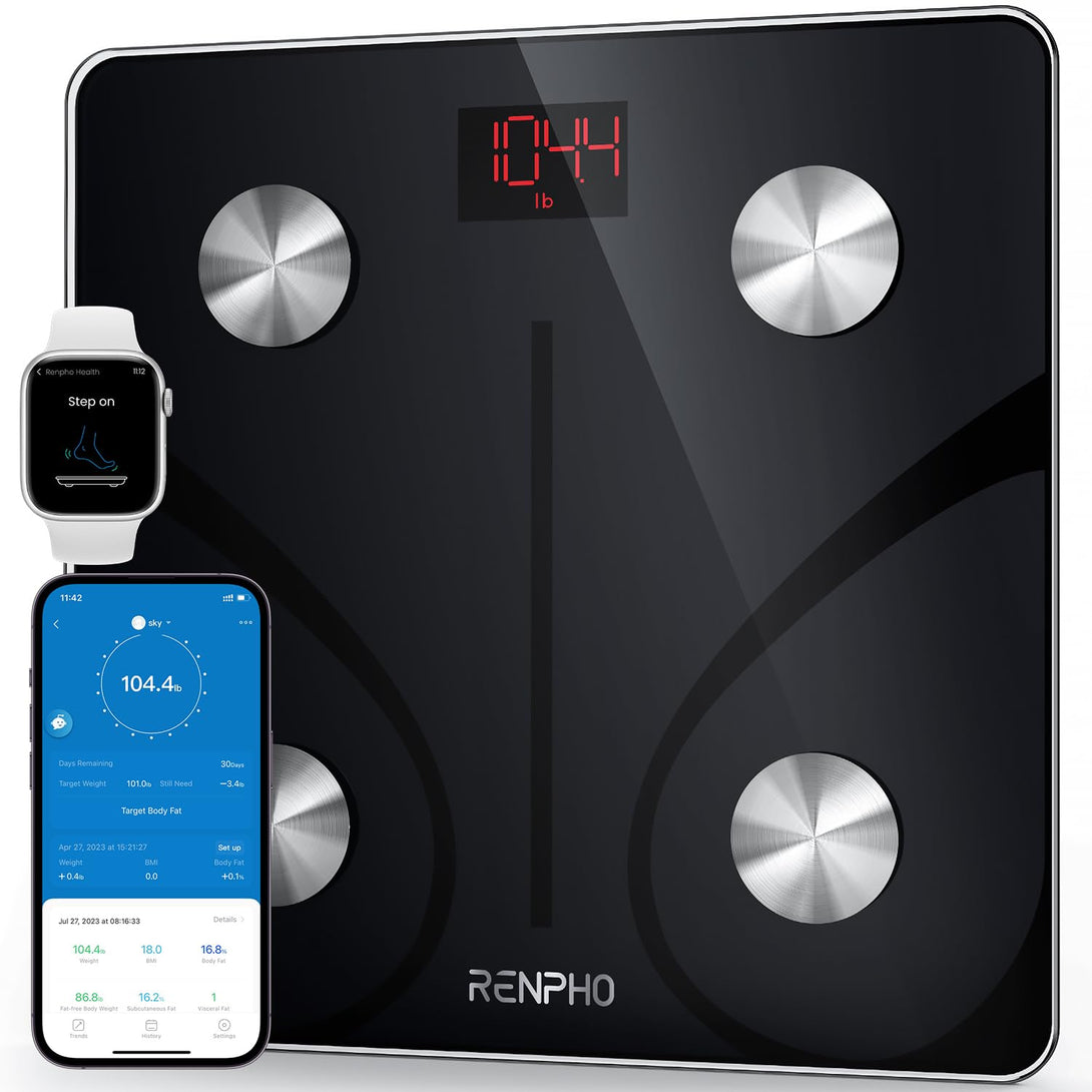 RENPHO Smart Scale for Body Weight, FSA HSA Eligible, Digital Bathroom Scale BMI Weighing Bluetooth Body Fat Scale, Body Composition Monitor Health Analyzer with Smartphone App, 400 Lbs - Elis 1