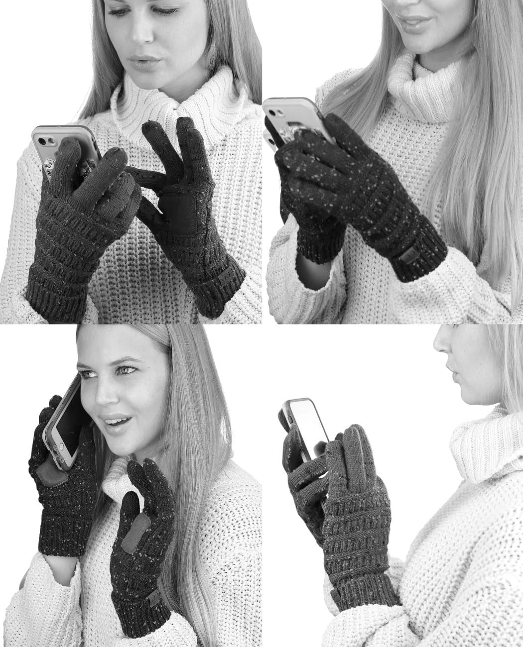 C.C Unisex Cable Knit Winter Warm Anti-Slip Touchscreen Texting Gloves